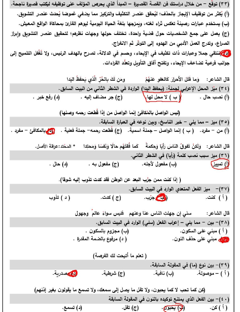 حل النموذج الاسترشادي العاشر عربي8 حل النموذج الاسترشادي العاشر عربي8